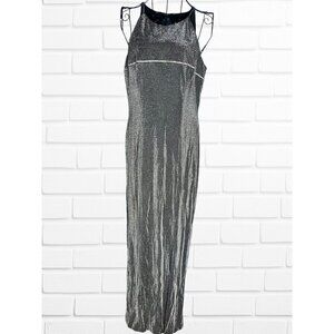 Betsey & Adam Women's Size 9/10 High Neck Semi Formal Metallic Maxi Dress Cutout